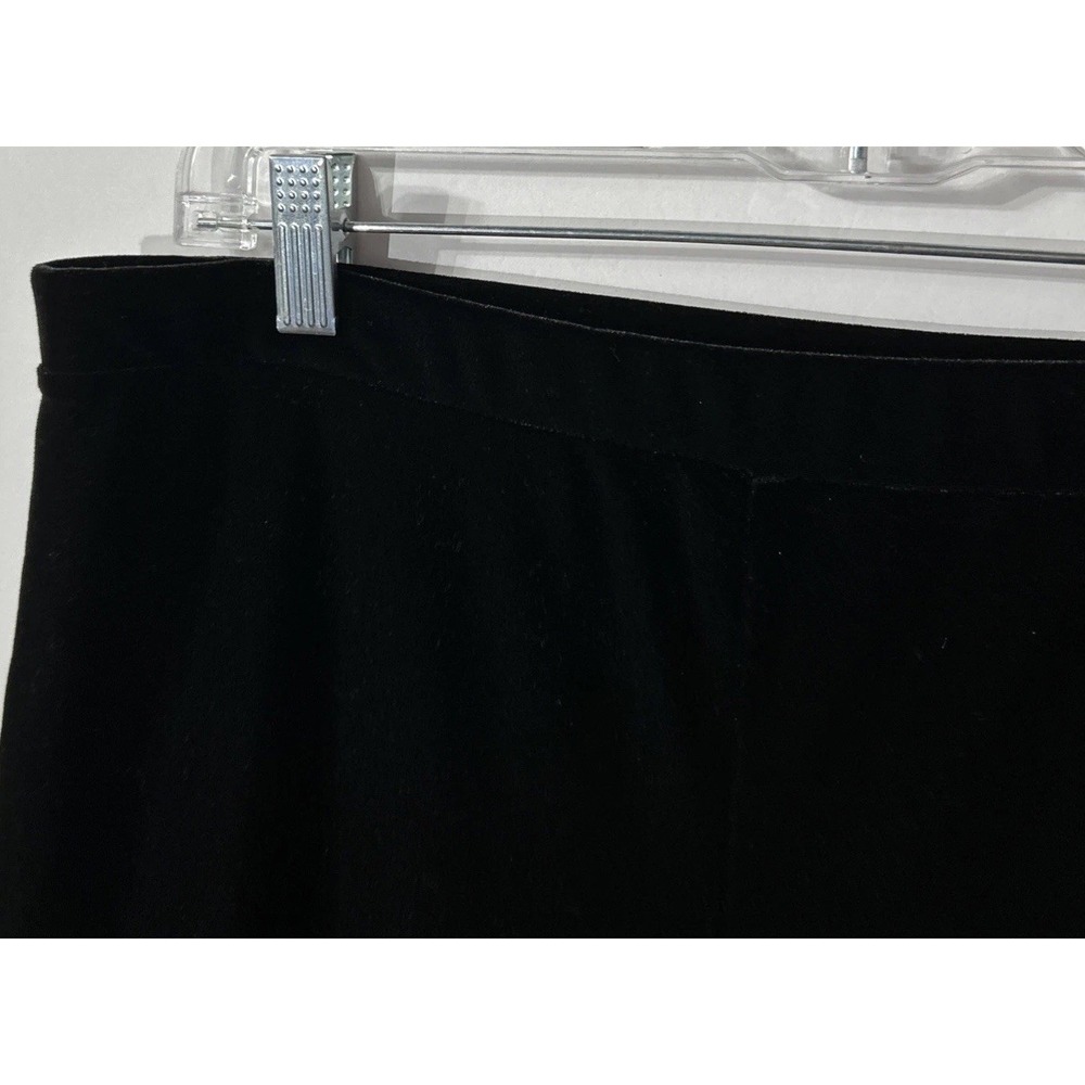 Chicos Pull On Black Velvet Pants Stretch Sz Large 12 (2) Slim Fit Poly Blend